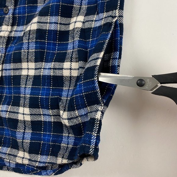 Orvis Flannel Shacket Shirt Jacket Mens Large Blue Check Plaid Cotton - Picture 7 of 12